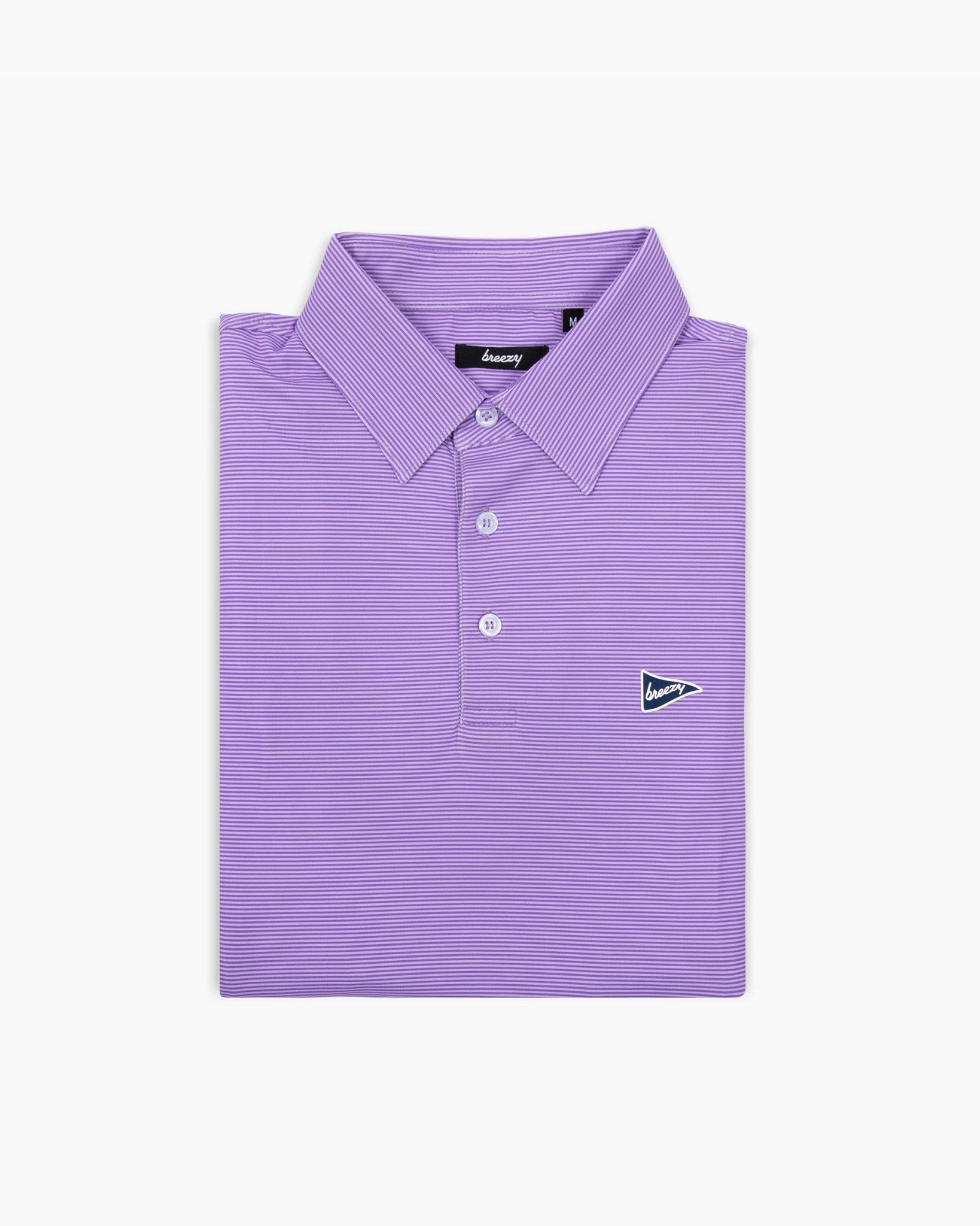Purple Stripe Polo Shirt for Men - Comfortable & Stylish Casual Wear - Perfect for Golf, Office & Outdoor Activities