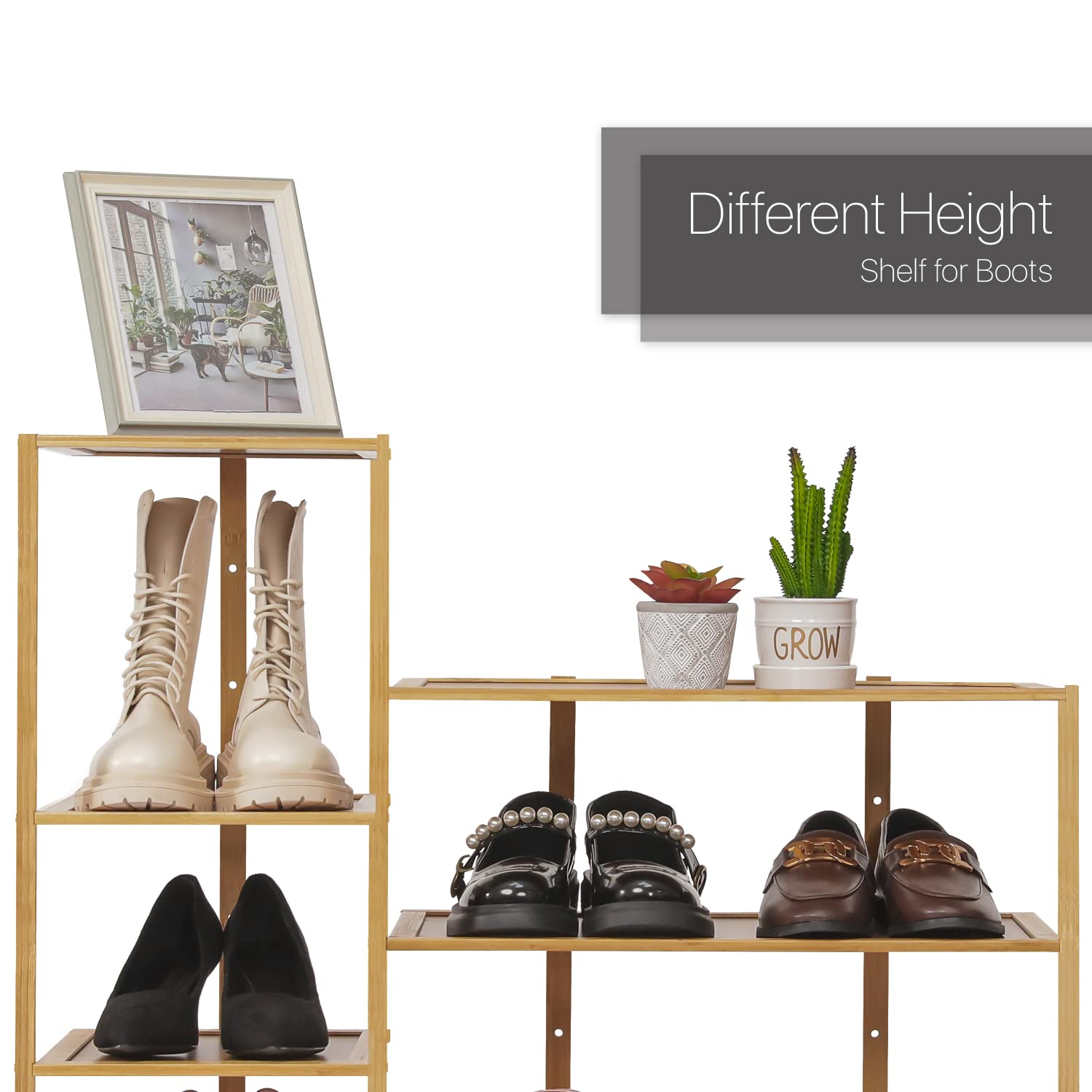 MoNiBloom 12-Tier Bamboo Shoe Rack - Space Saving Vertical Shoe Organizer for Entryway, Closet, Bedroom, Hallway - Natural Wood Shoe Storage Shelf for Sneakers, Boots & Heels - Perfect for Small Spaces & Home Organization