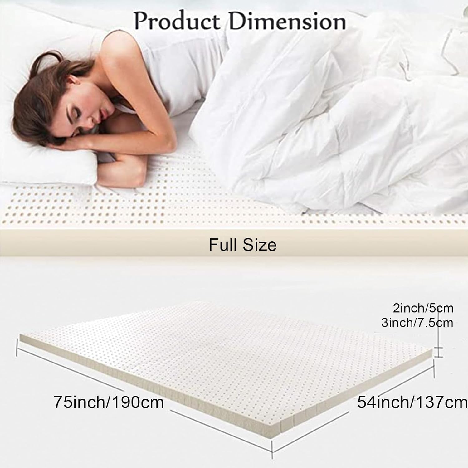 Organic Latex Mattress Topper with Cotton Cover - 3