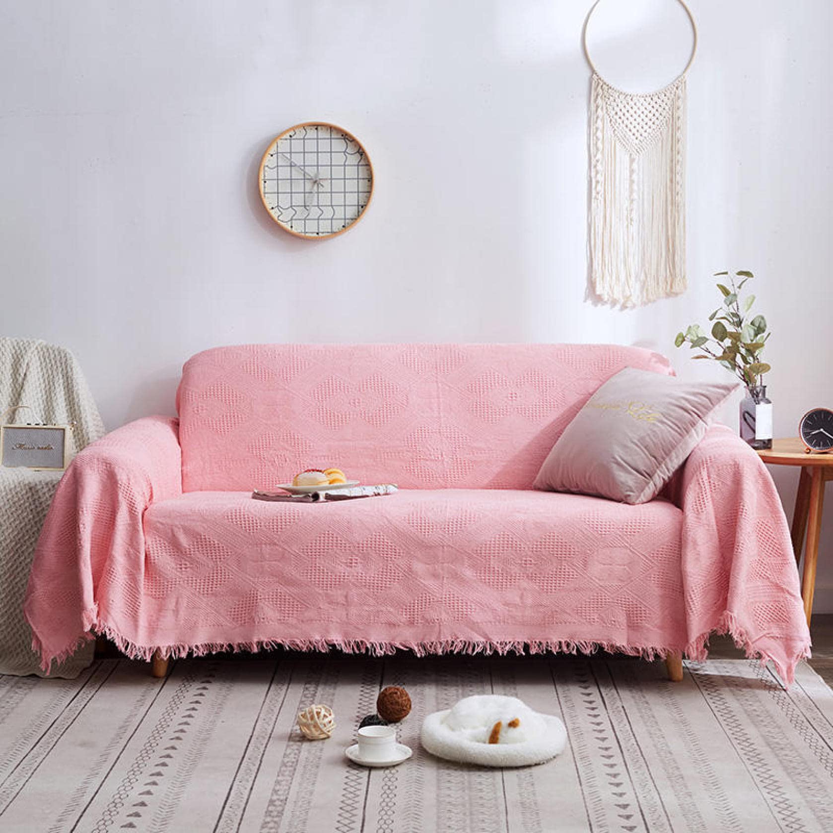 Stretchable Non-Slip Sofa Slipcover - U-Shaped Polyester Furniture Protector for Living Room Couches | Perfect for Pet Owners & Family Gatherings