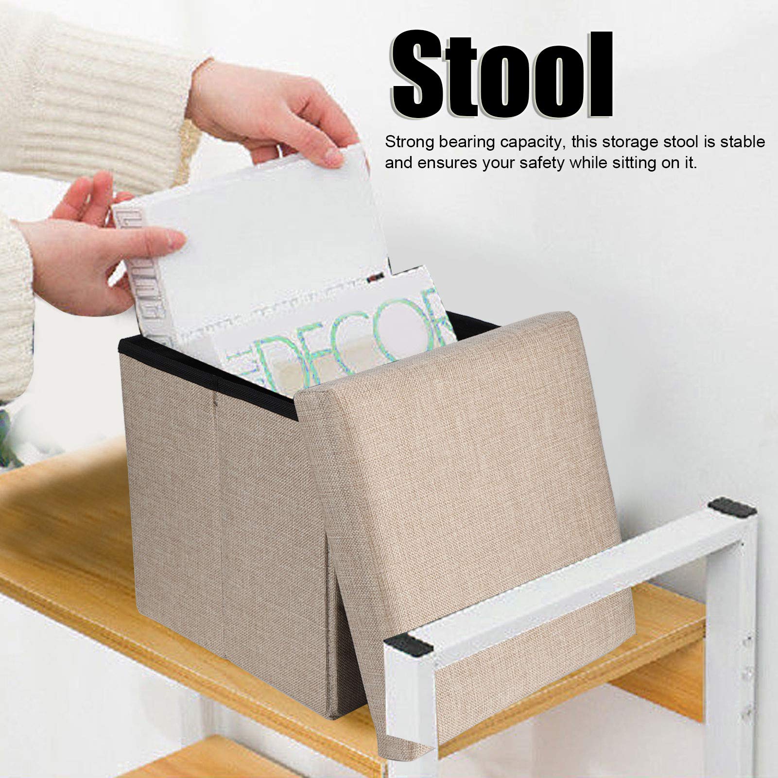 Multifunctional Foldable Storage Stool - Space Saving Footrest Ottoman with Storage Box for Living Room, Bedroom & Office - Perfect for Small Spaces, Home Organization & Extra Seating