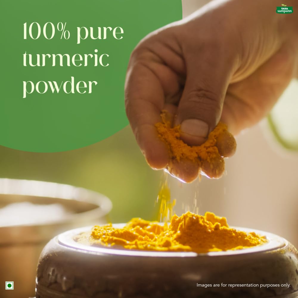 Tata Sampann Pure Turmeric Powder with Natural Oils | 500g Haldi Powder for Cooking, Golden Milk & Skin Care