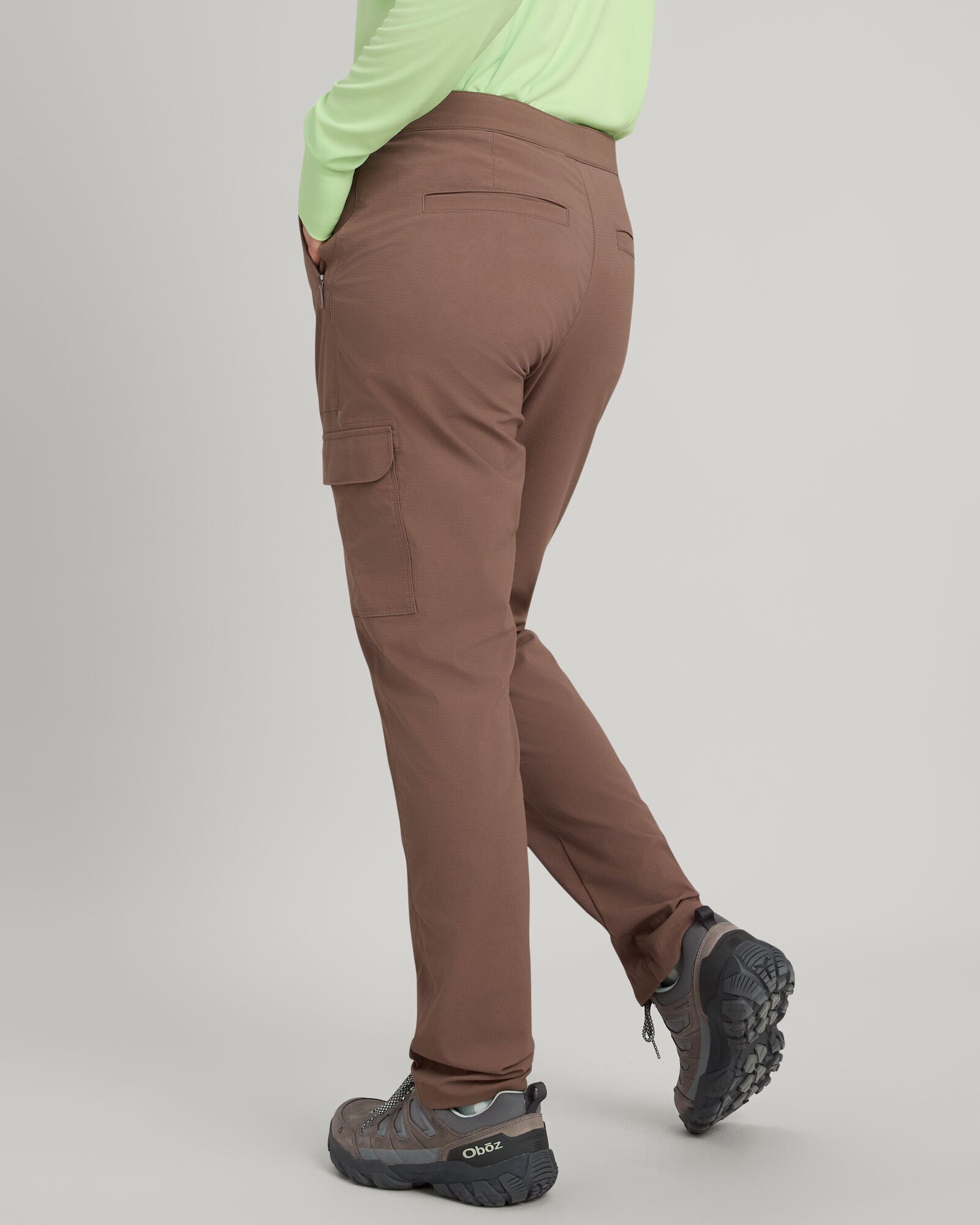 Women's Miro Pants - High Waisted Stretch Tapered Ankle Pants in Taupe for Work, Office & Casual Wear