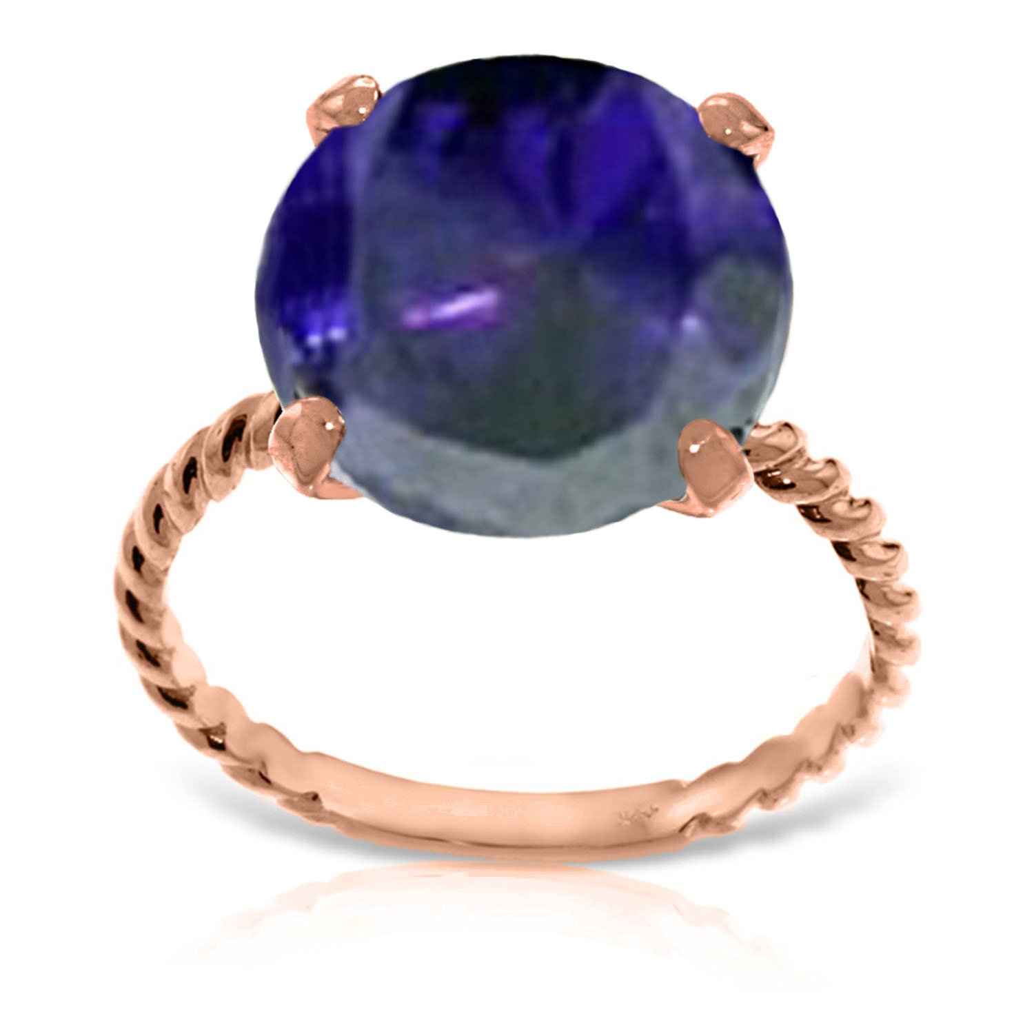 14K Solid Gold Ring with 12mm Natural Blue Sapphire - White, Rose & Yellow Gold Options | Elegant Jewelry for Weddings, Anniversaries & Special Occasions