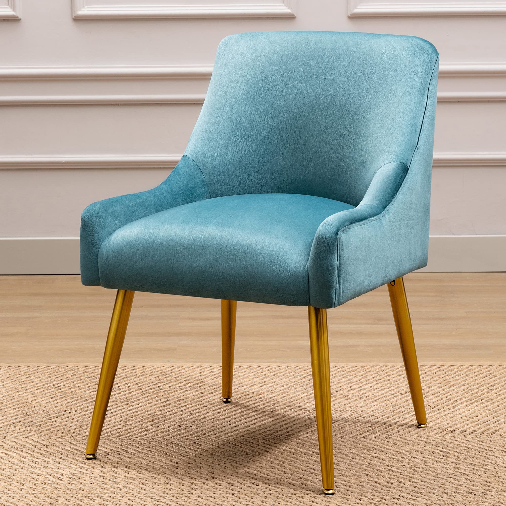 Modern Velvet Wide Accent Chair with Swoop Arm & Metal Legs - Luxurious Teal Side Chair for Living Room, Bedroom, Office & Study | Perfect for Relaxing, Reading & Home Decor