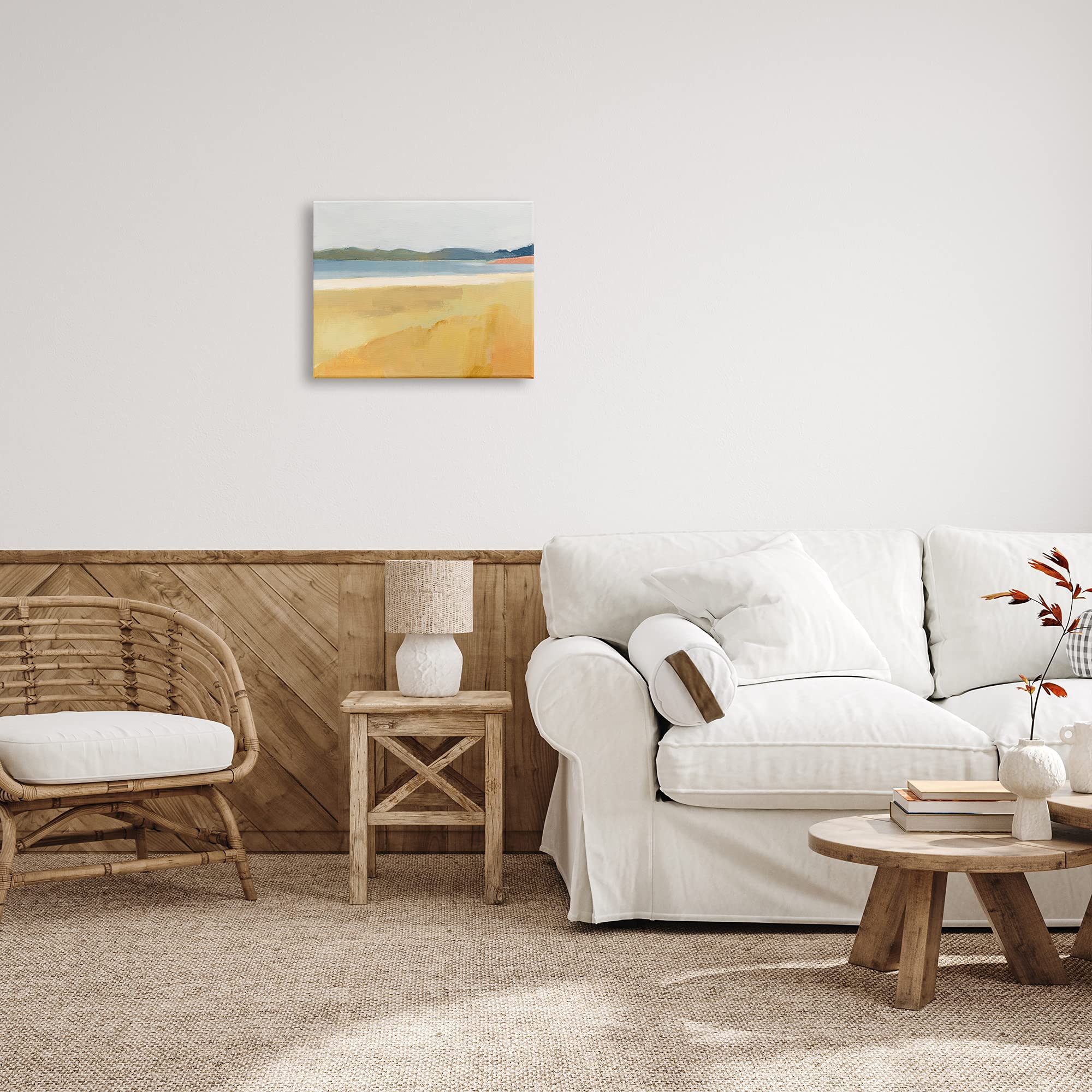 Stupell Industries Autumn Landscape Canvas Wall Art - Grassy Field, Lake & Distant Rolling Hills by Victoria Barnes, 20