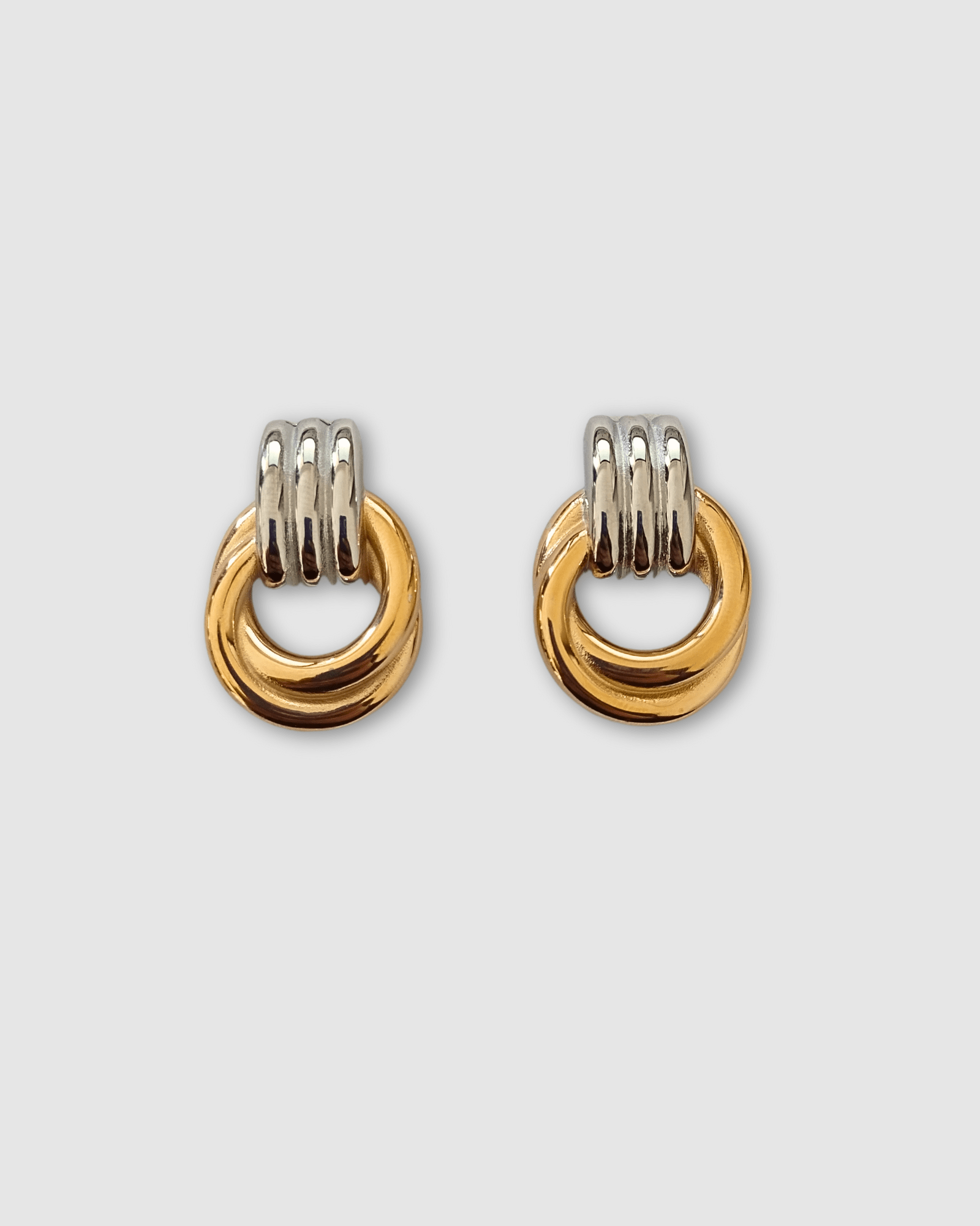 Izoa Fusion Stud Earrings - Two-Tone Gold & Silver CZ Earrings for Women | Perfect for Everyday Wear, Parties & Gift Giving