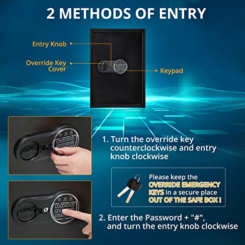 GARVEE 19.6x13.7 Inch Digital Keypad Steel Safe Box - Fireproof & Waterproof Security Safe for Home, Office, Jewelry, Cash & Documents - Heavy Duty Electronic Lock Safe for Secure Storage & Protection