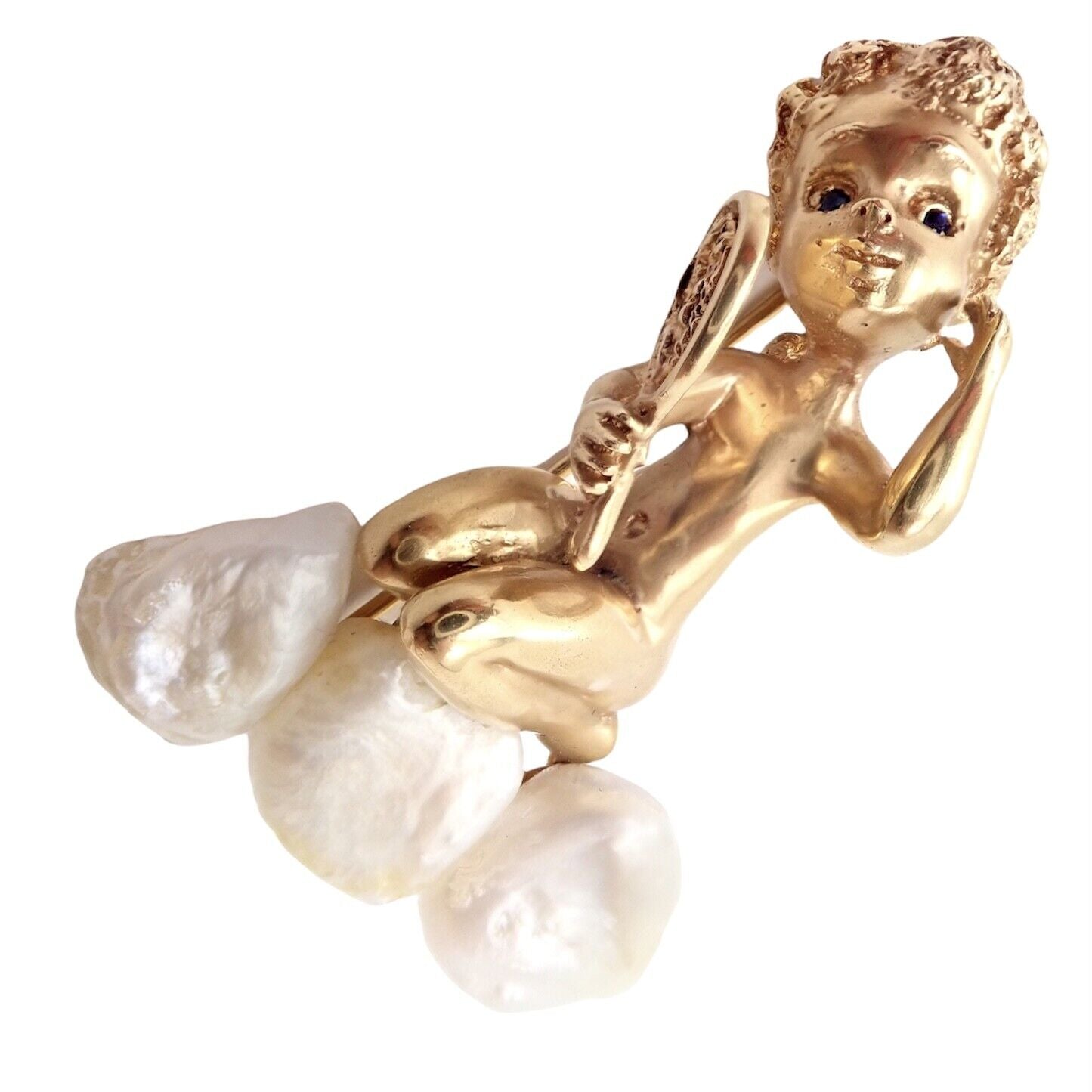 Vintage 14k Yellow Gold Sapphire Pearl 