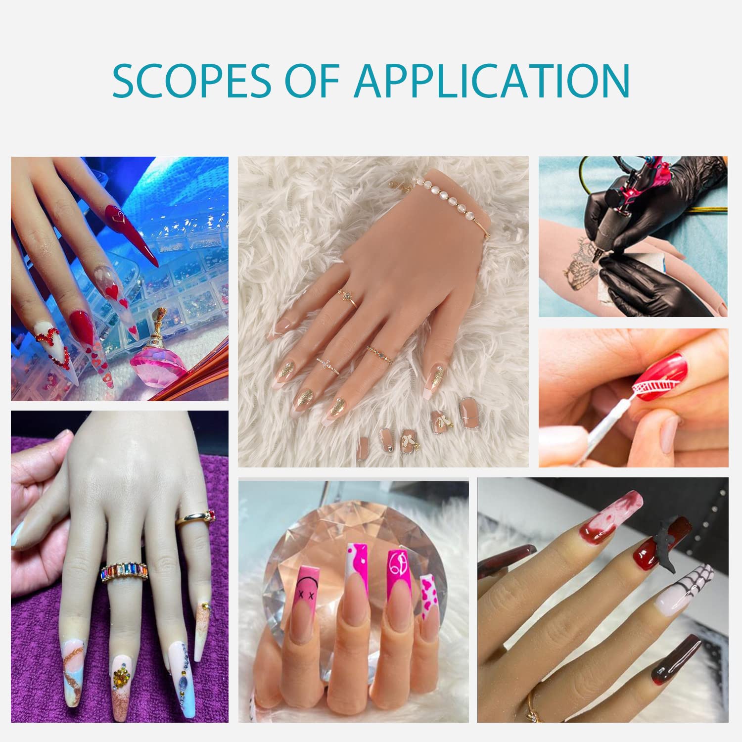 **Professional Acrylic Nail Practice Hand with 528pcs Nails – Realistic Flexible Mannequin Hand for Nail Art Training, DIY & Salon Practice – Bronze Right Hand – Perfect for Beginners & Professionals**    *(Ideal for home practice, salon training, nail art demonstrations, and perfecting acrylic, gel, or dip powder techniques.)*