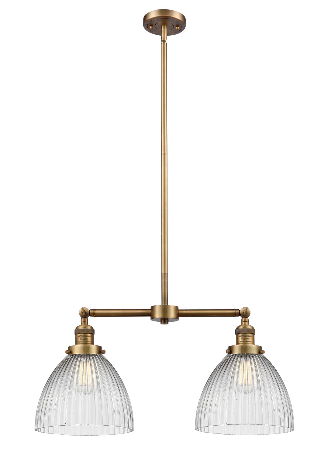Vintage Dimmable LED Chandelier with 2 Lights - Brushed Brass Finish - Energy Efficient Ceiling Light Fixture for Dining Room, Bedroom or Living Room Decor