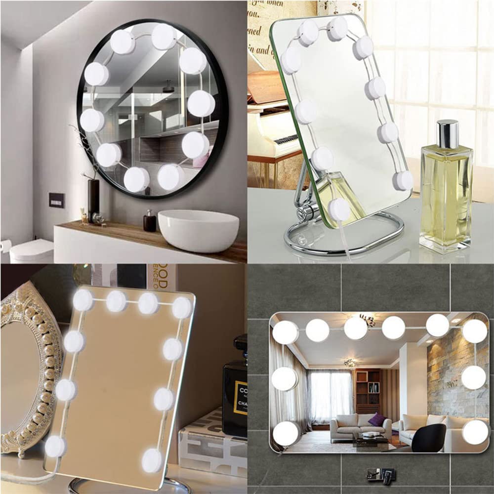 Hollywood LED Vanity Mirror Lights - 10 Dimmable Bulbs, 3 Color Modes for Makeup & Dressing Table