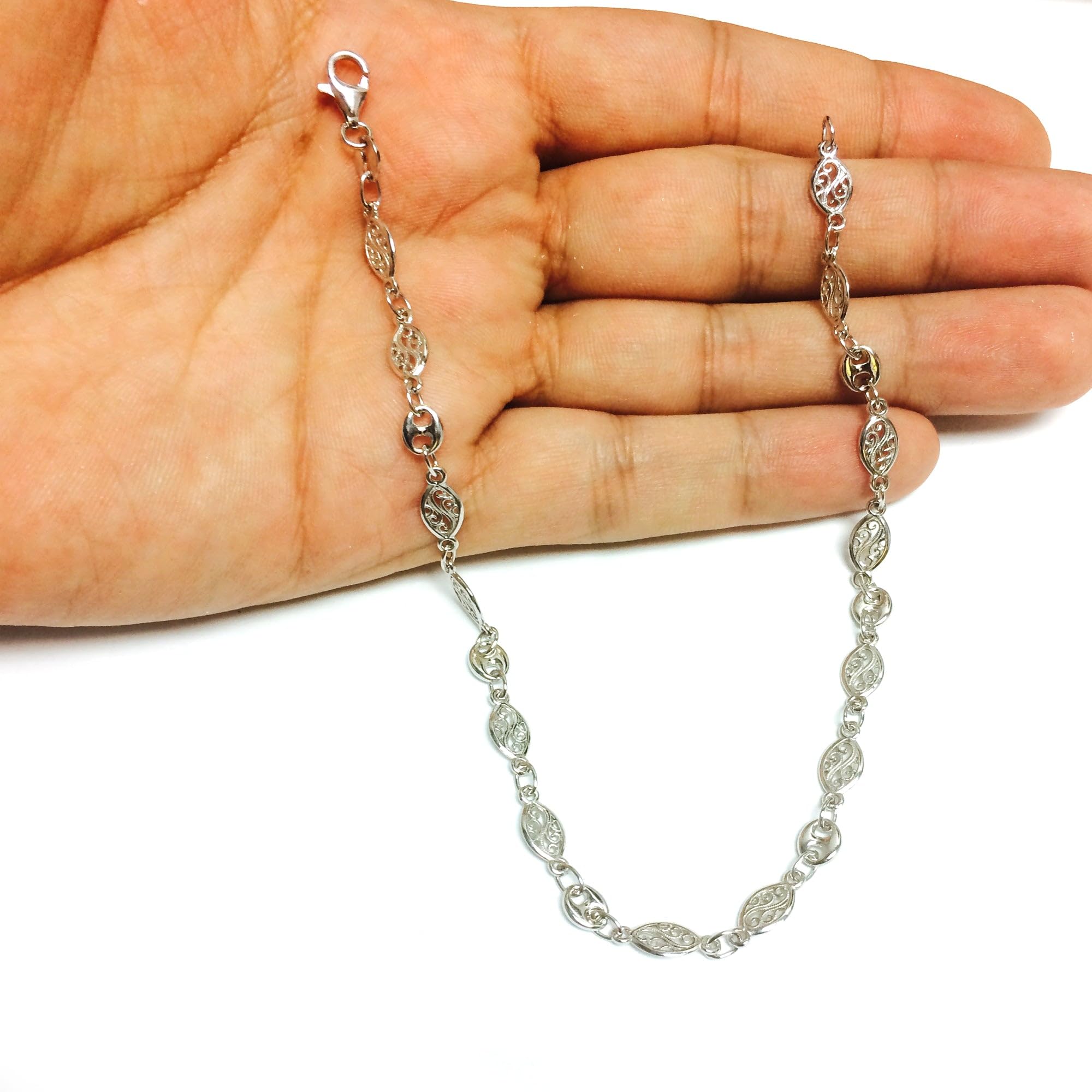 Elegant Mixed Filigree & Mariner Link Sterling Silver Anklet - Perfect for Beach Weddings, Summer Outfits & Boho Jewelry Collection
