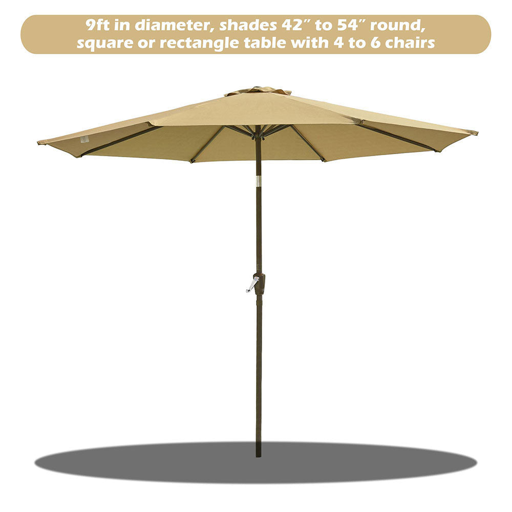9 ft 8 Rib Outdoor Patio Tilt Umbrella with 200 GSM Canopy - Sun Shade for Poolside, Backyard, and Beach Use - TheLAShop