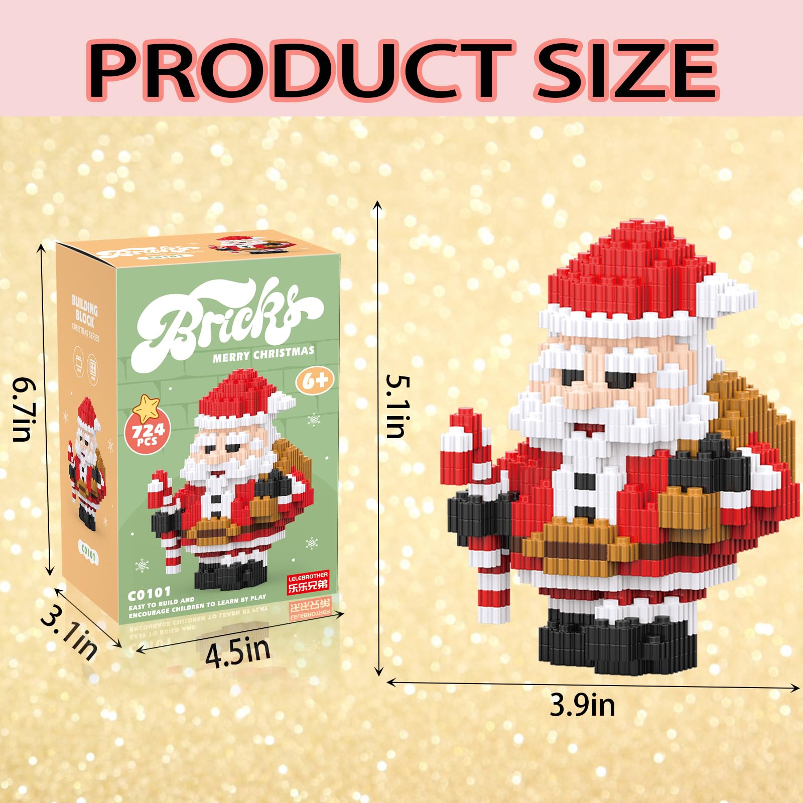 Lego-Compatible Christmas Santa Claus Stacking Blocks Set - DIY Micro Building Blocks for Kids Ages 7-12 | Perfect Holiday Gift, Stocking Stuffer & Birthday Present for Christmas & New Year | Fun Creative Play & Home Decoration