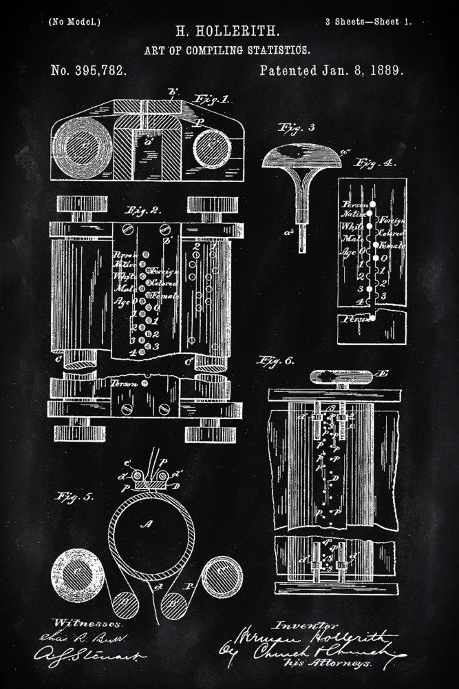 Vintage Blackboard Patent First Computer Poster - 24x36 Giclee Art Print, Retro Technology Wall Decor for Office & Home - Perfect for Tech Enthusiasts & History Lovers