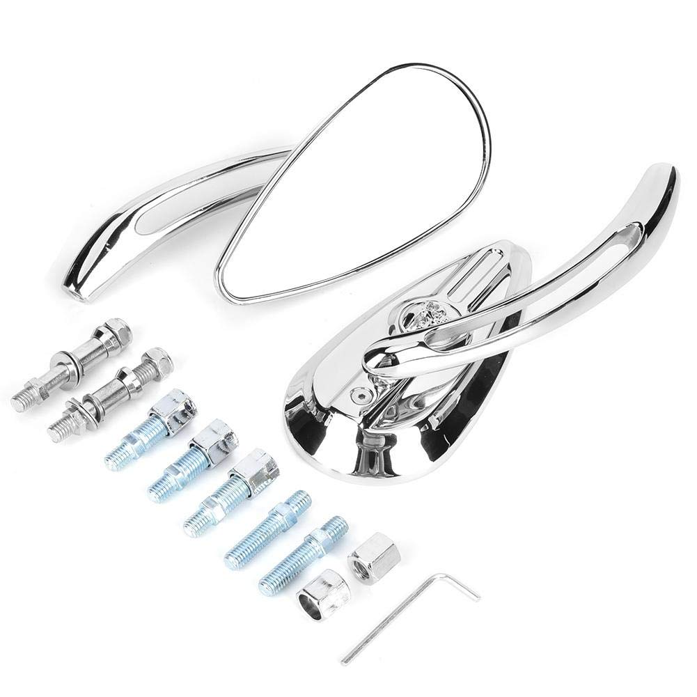 Adjustable Motorcycle Side Mirrors 8mm/10mm - Skull Teardrop Design for Safe Riding