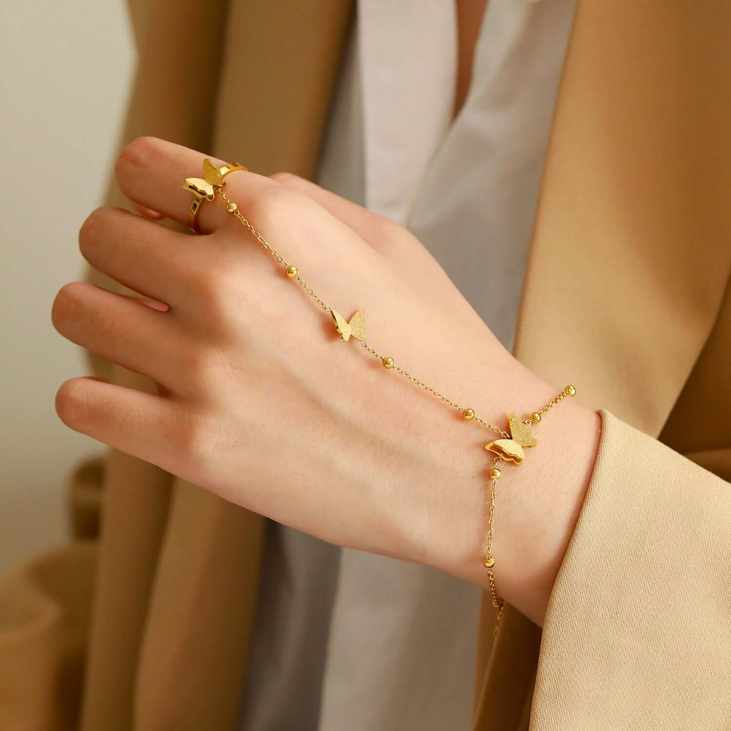 Y2K Evil Eye Hand Chain Bracelet for Women - Trendy Boho Adjustable Hand Jewelry for Protection & Style - Perfect for Festivals, Parties, and Layering with Other Bracelets