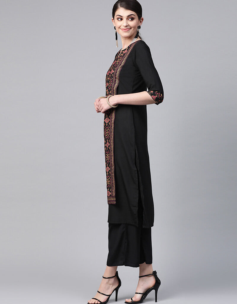 Black Crepe Straight Leg Pants for Women - Comfortable & Stylish Office Wear & Casual Outfits