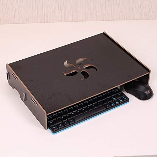 Wooden Monitor Stand with Keyboard Storage - Organize Your Desk for Computer or Laptop (Black) | Perfect for Home Office, Gaming Setup & Workspace Organization