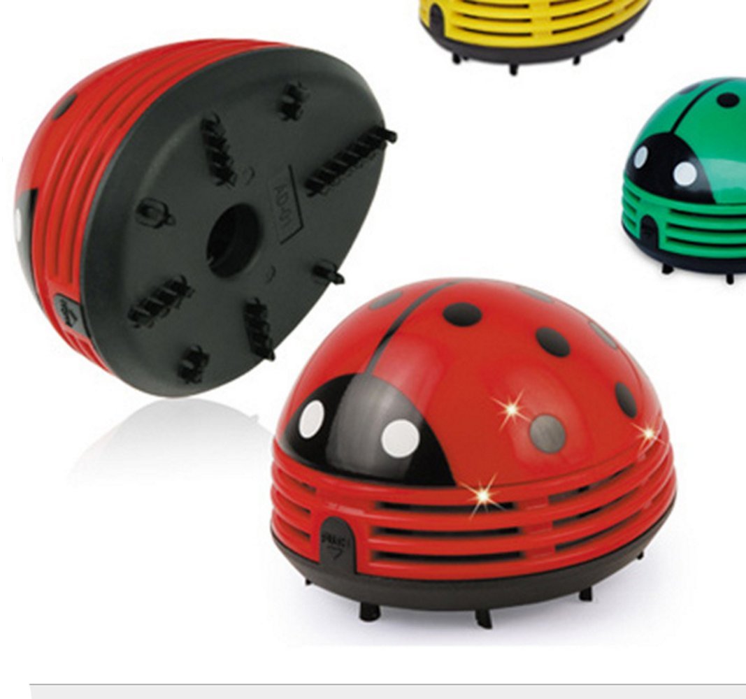 Honbay Ladybug-Shaped Mini Vacuum Cleaner - Portable Cordless Desk Dust Sweeper for Home & Office | Cute Compact Design for Keyboard, Car, and Small Spaces
