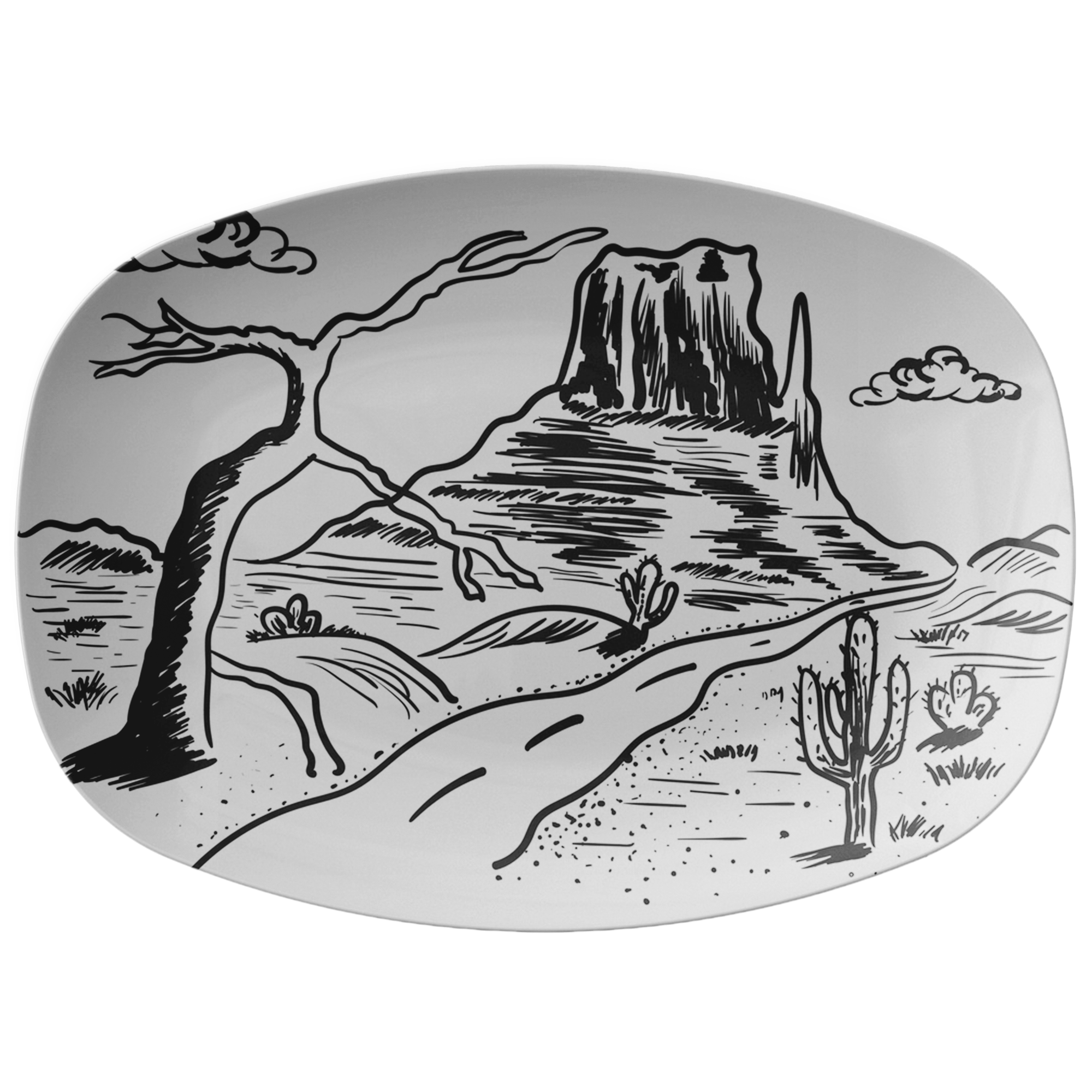 Scenic Desert Plastic Serving Platter - Large Durable Party Tray for Outdoor Picnics, BBQs, and Family Gatherings