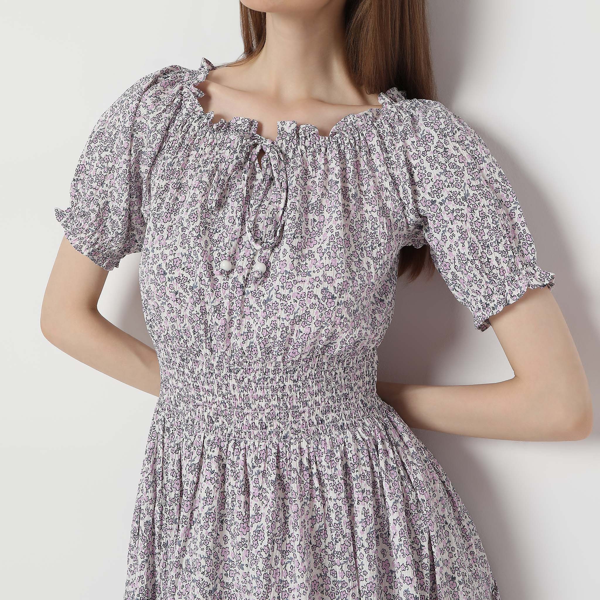 Flare Fit Printed Dress - Women's Flowy A-Line Summer Dress with Floral Pattern | Perfect for Beach, Vacation & Casual Outings