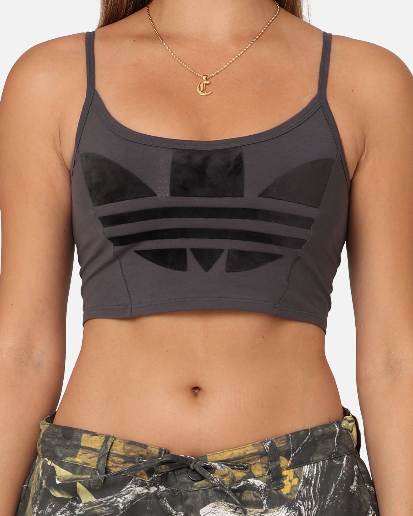 Adidas Women's Trefoil Logo Sports Bra - Grey, Large Size - Perfect for Yoga, Running & Gym Workouts