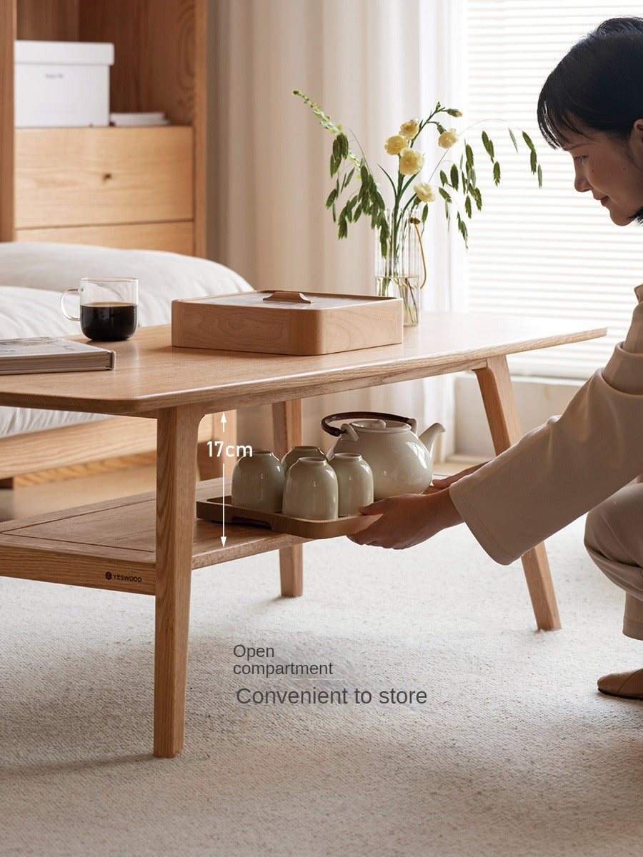 Solid Oak Wood Modern Coffee Table - Stylish & Durable Living Room Furniture for Home Decor
