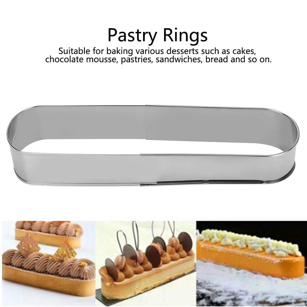 Premium Stainless Steel Long Oval Cake Mold - Retractable Mousse Cake Pan for Baking Pastry, Dessert & DIY Cakes | Professional Kitchen Baking Supplies for Home Bakers & Pastry Chefs | Perfect for Birthday Cakes, Wedding Desserts & Party Treats