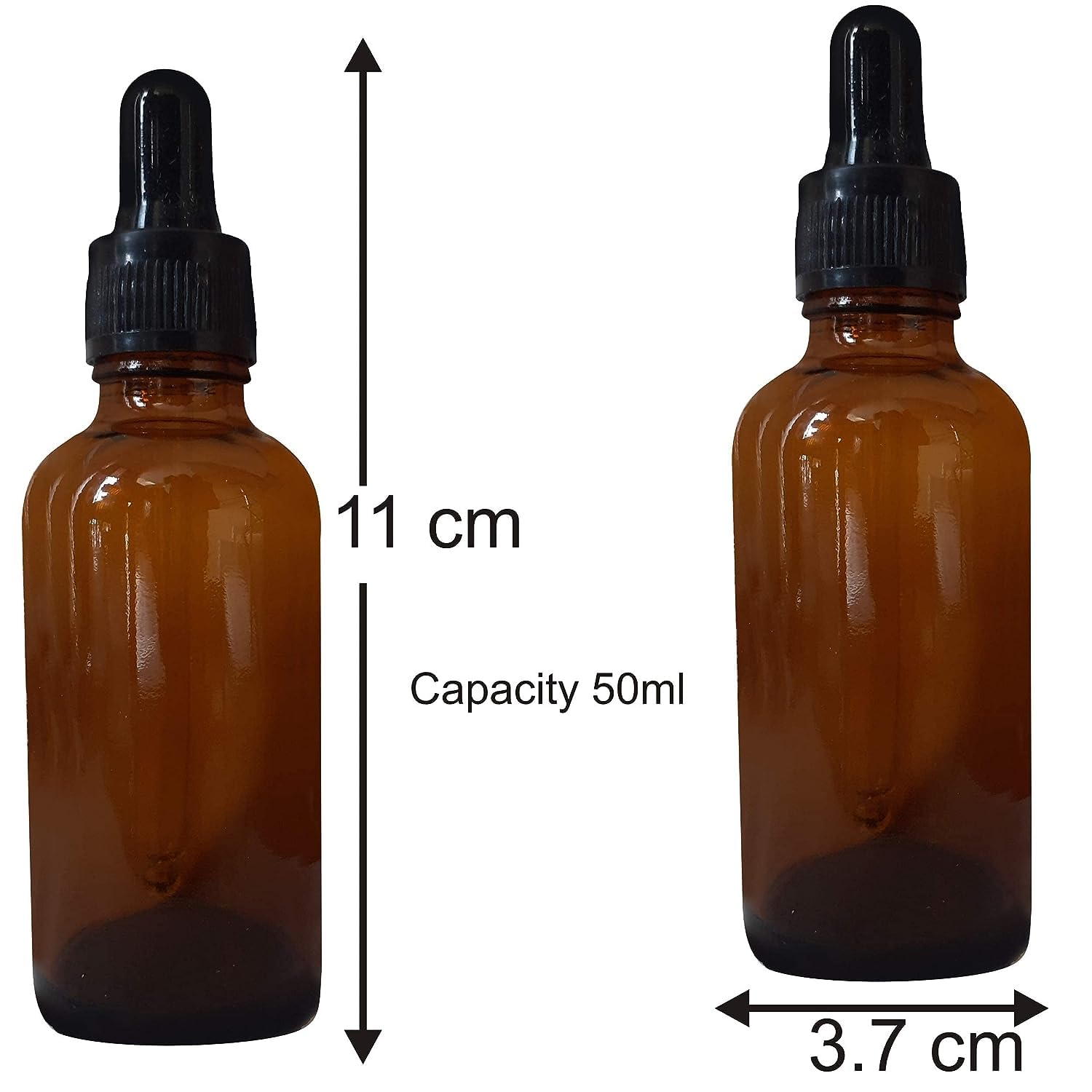 Premium 50ml Amber Glass Dropper Bottles with Black Caps (Pack of 3) - Essential Oil Bottles, DIY Skincare, Perfume & Serum Storage - Perfect for Aromatherapy, Travel & Home Use