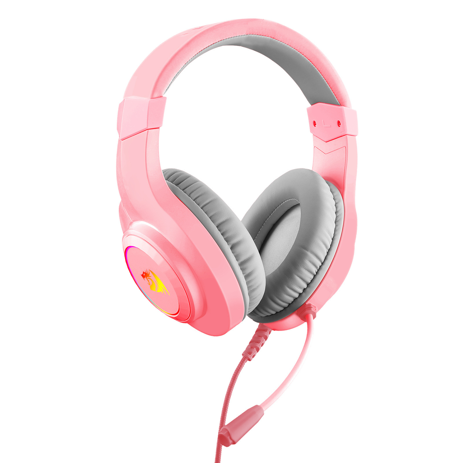 Redragon HYLAS H260 RGB Gaming Headset with Microphone - Pink | Noise Cancelling Over-Ear Headphones for PC, PS4, Xbox, Streaming & Esports