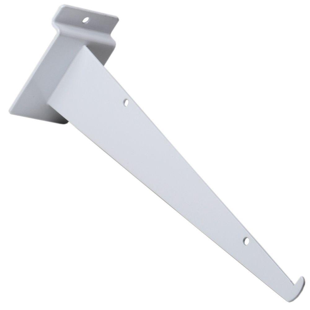 Heavy Duty 12 Inch Shelf Bracket for Slatwall - White - Pack of 48 - Perfect for Retail Store Displays & Garage Organization