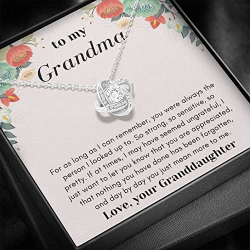 Grandma Necklace - Love Knot Jewelry Gift for Grandmother with Card & Box | Birthday & Special Occasions