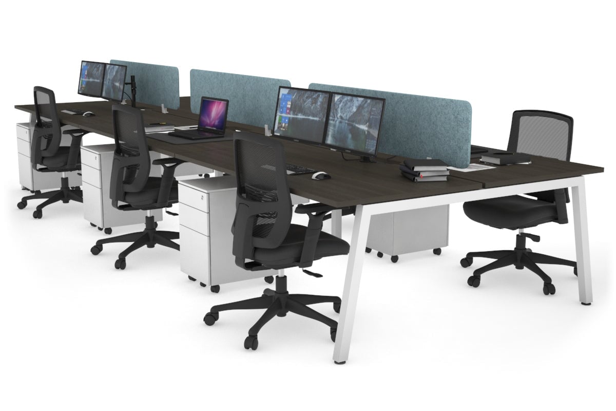 Quadro 6-Person Office Workstation Desk - 1400L x 800W with Cable Management - Perfect for Team Collaboration & Open Office Spaces