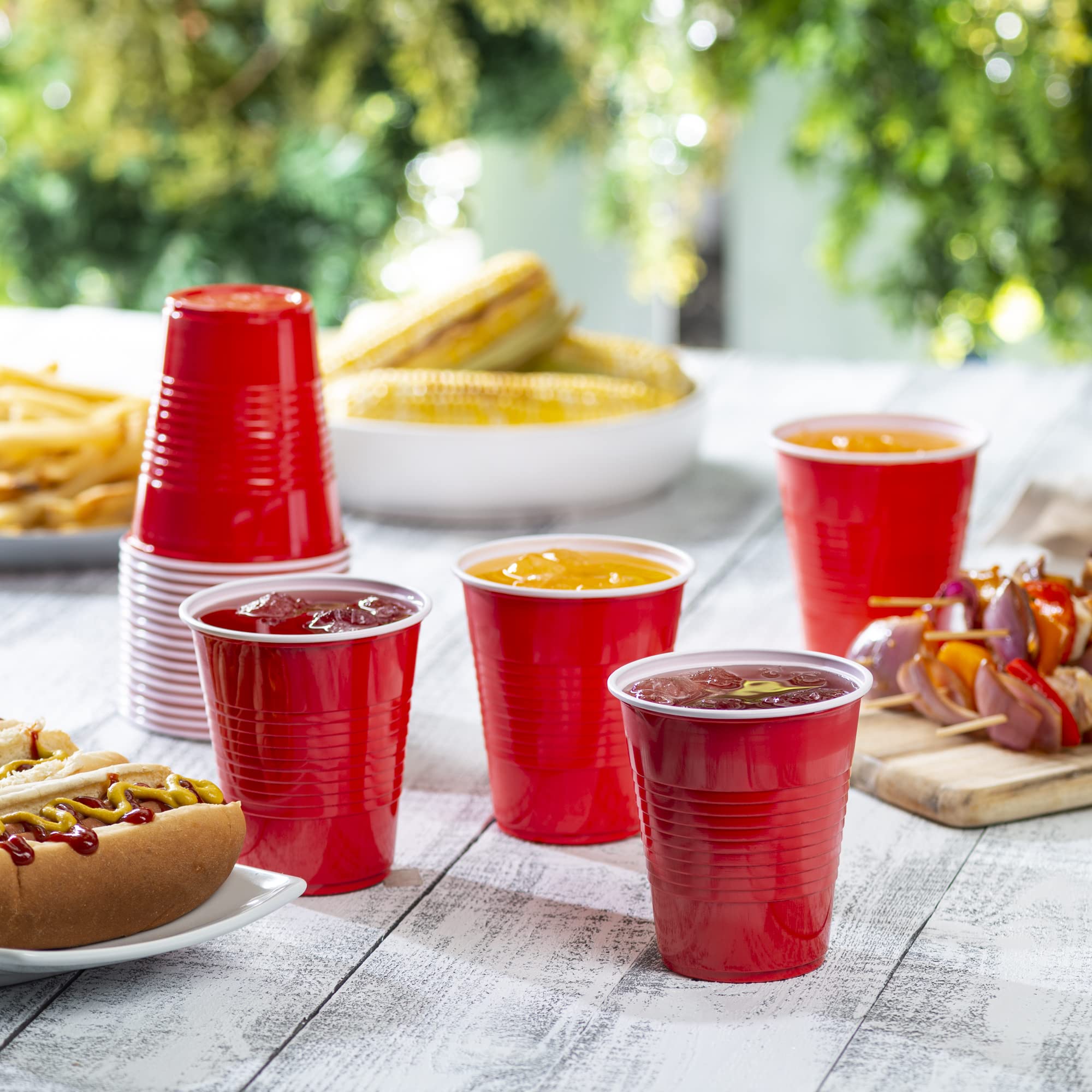 12 oz. Disposable Plastic Red Cups (240 Count) - Durable Party Cups for Events, BBQs, Picnics & Everyday Use - BPA-Free Drinking Cups for Beer, Soda & Cocktails