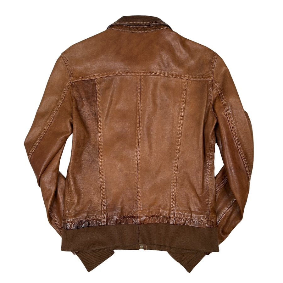 Dolce & Gabbana Brown Lamb Leather Denim Jacket for Men - Stylish Designer Outerwear for Casual Wear & Night Out