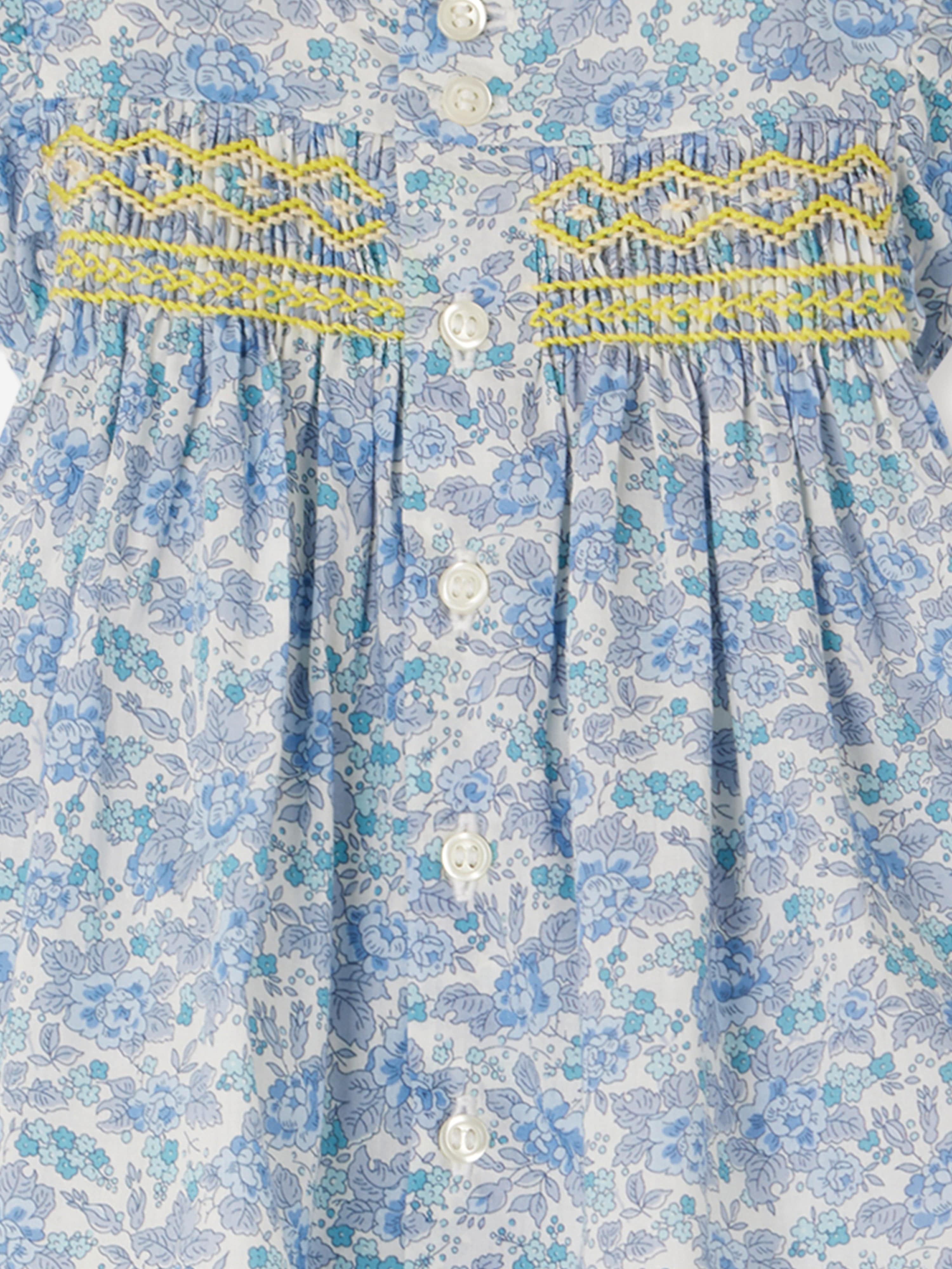 Blue Floral Baby Girls Naomie Blouse - Cute Spring & Summer Tops for Toddler Outfits & Photoshoots