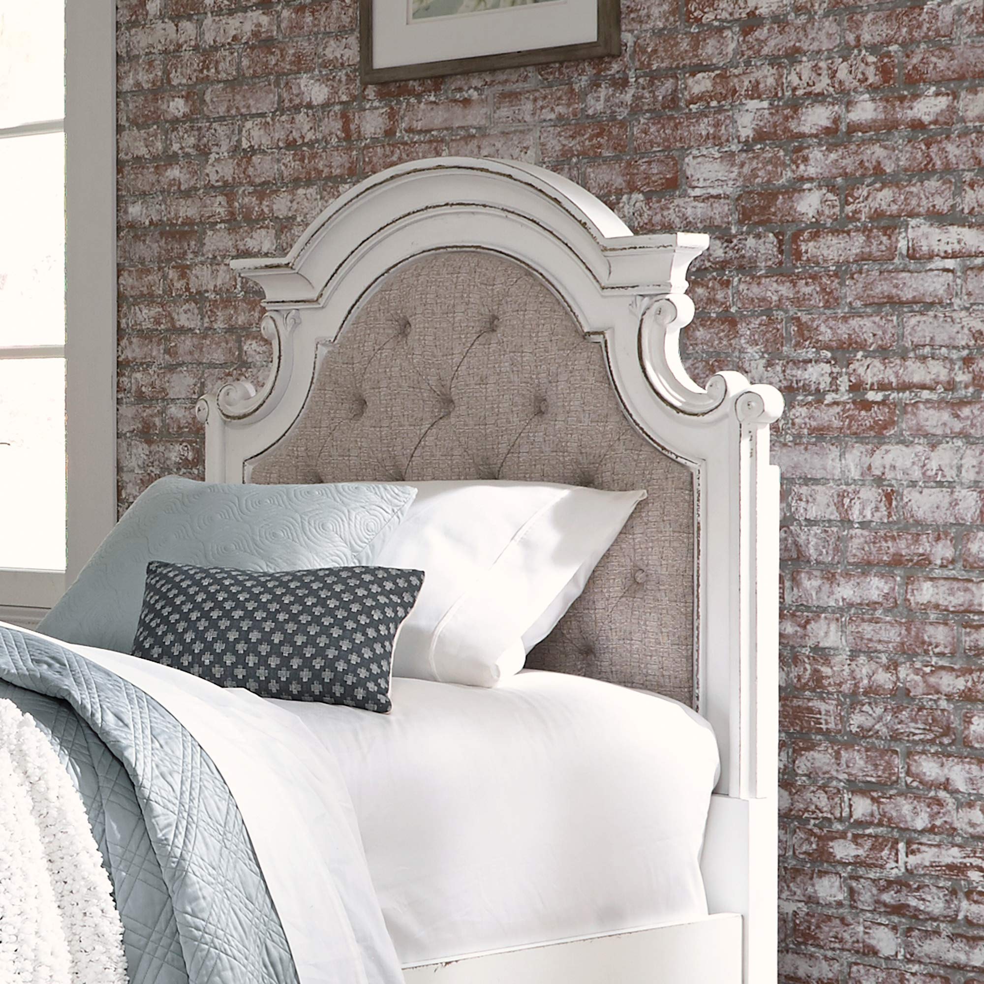 Liberty Furniture Magnolia Manor Twin Upholstered Panel Headboard - Elegant Bedroom Decor for Girls Room, Guest Room & Dormitory