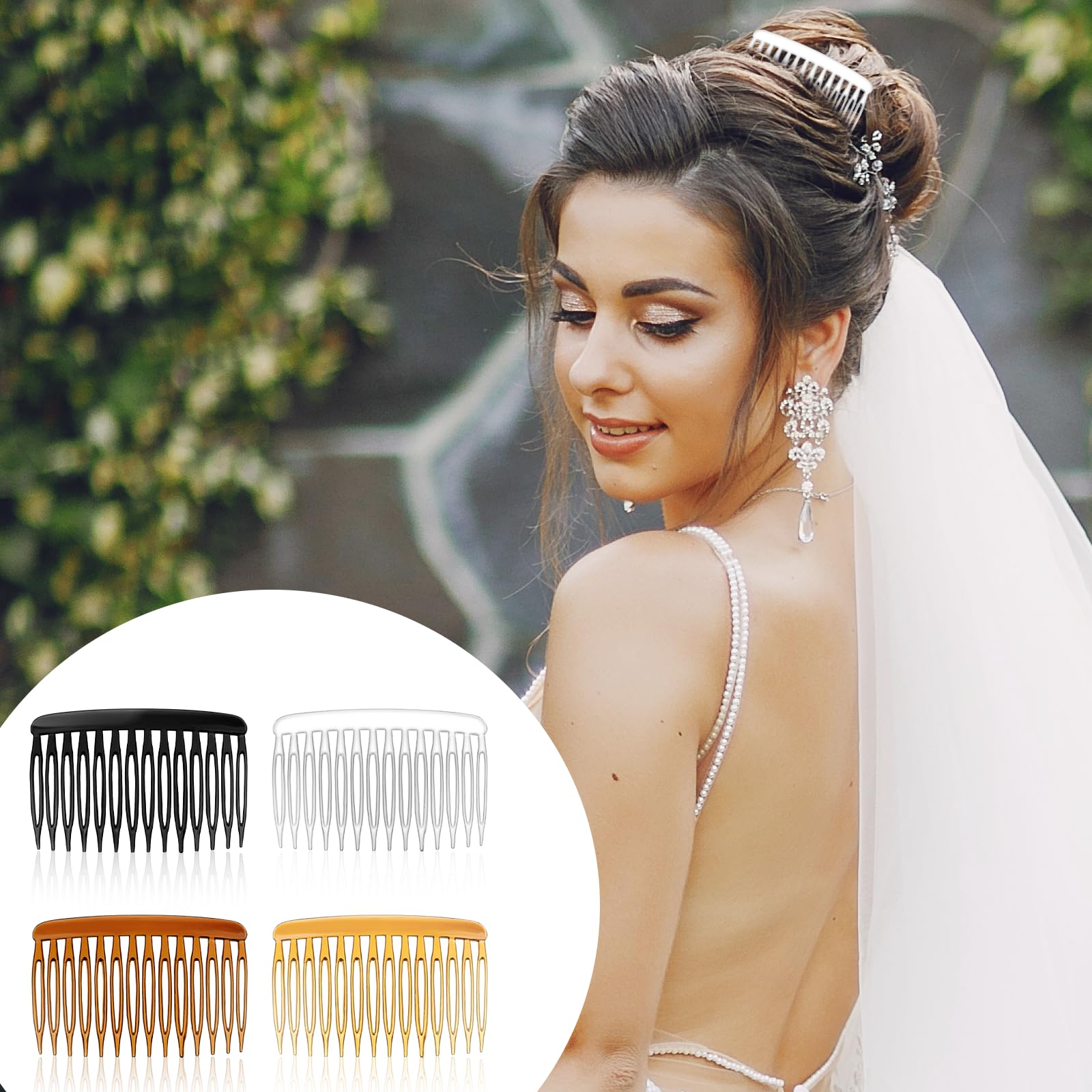 12Pcs 14 Teeth Hair Side Combs for Women - French Twist Hair Clips, Plastic Decorative Combs for Fine Thin Hair, Bridal Wedding Veil Accessories - Perfect for Updos, French Twists, and Special Occasions