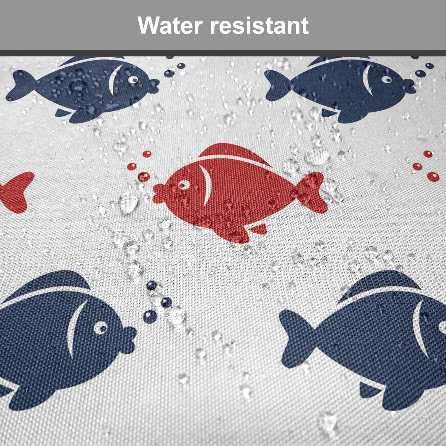 Lunarable Nautical Chair Cushion 16x16 Inch - Underwater Aquarium Design with Swimming Fish & Bubbles - Non-Slip Kitchen & Patio Seat Pad in Navy Blue, Red & White - Perfect for Dining Chairs, Outdoor Furniture & Home Decor