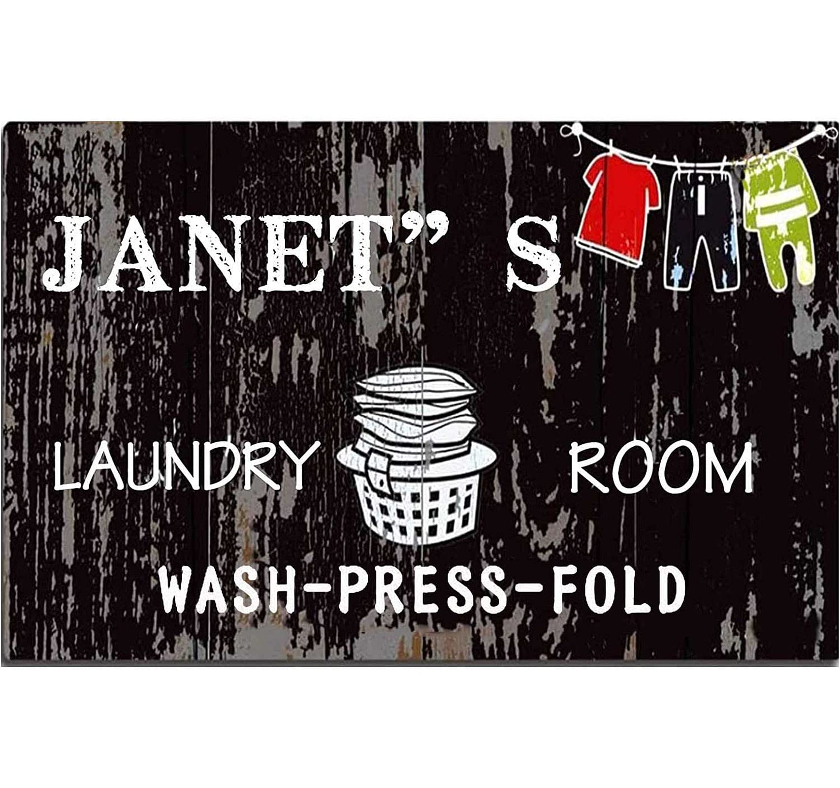 Personalized Laundry Room Signs - Wash Dry Fold Farmhouse Wall Decor for Bathroom & Laundry Door - Perfect for Home Organization & Rustic Decor