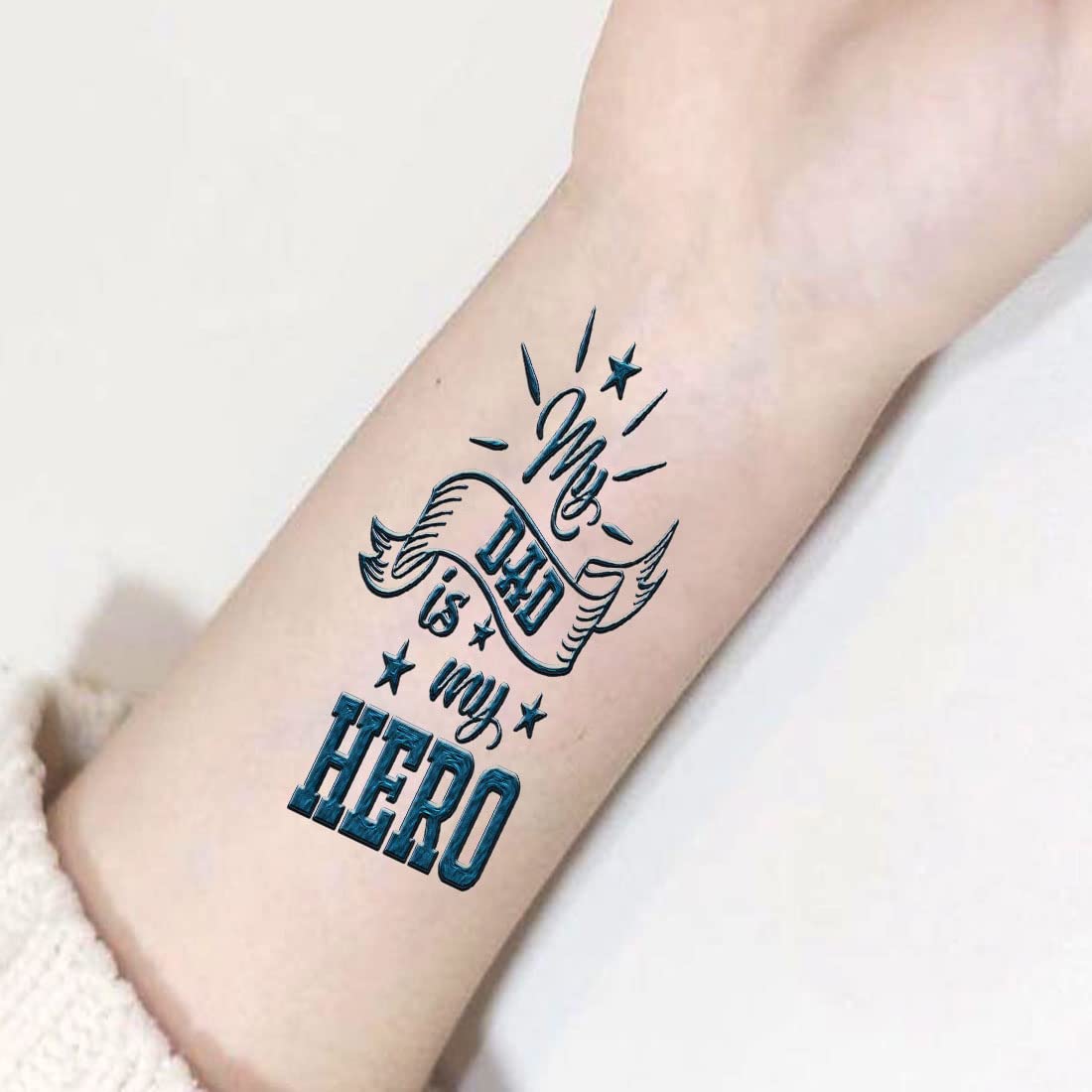 My Dad My Hero Temporary Tattoo - Waterproof Family Body Art for Father's Day, Birthdays & Special Occasions