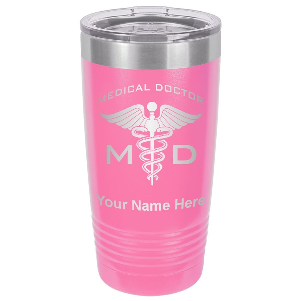 LaserGram 20oz Vacuum Insulated Stainless Steel Tumbler Mug with Personalized Engraving - Perfect Gift for Doctors, Nurses & Medical Professionals - Keeps Drinks Hot/Cold for Hours - Ideal for Hospital Shifts, Clinics & Outdoor Activities (Pink)