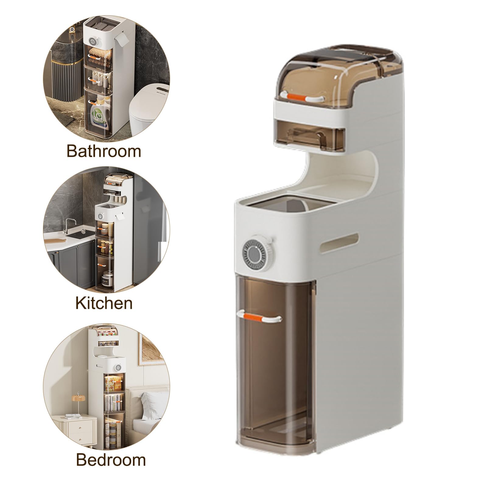 4-Tier Slim Plastic Bathroom Organizer Cabinet with Drawers - Space-Saving Narrow Toilet Paper Holder Stand for Small Bathrooms | Perfect for Apartment, RV & Compact Spaces