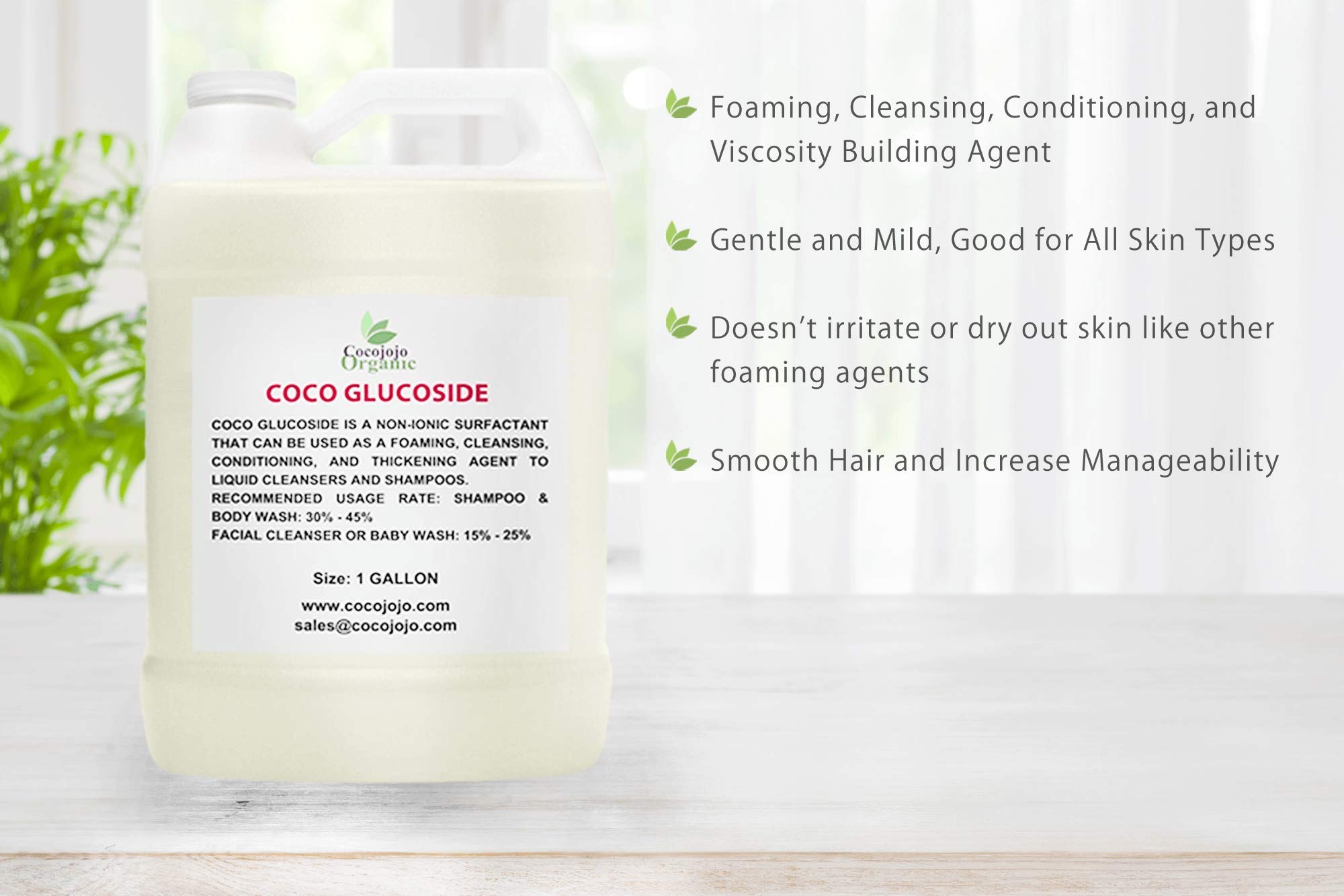 **Cocojojo Coco Glucoside Natural Surfactant - Plant-Based Soap Making Ingredient for DIY Shower Gel, Face Wash & Body Wash - Gentle & Eco-Friendly - 1 Gallon (Pack of 1) - Perfect for Homemade Skincare & Natural Cleaning Products**