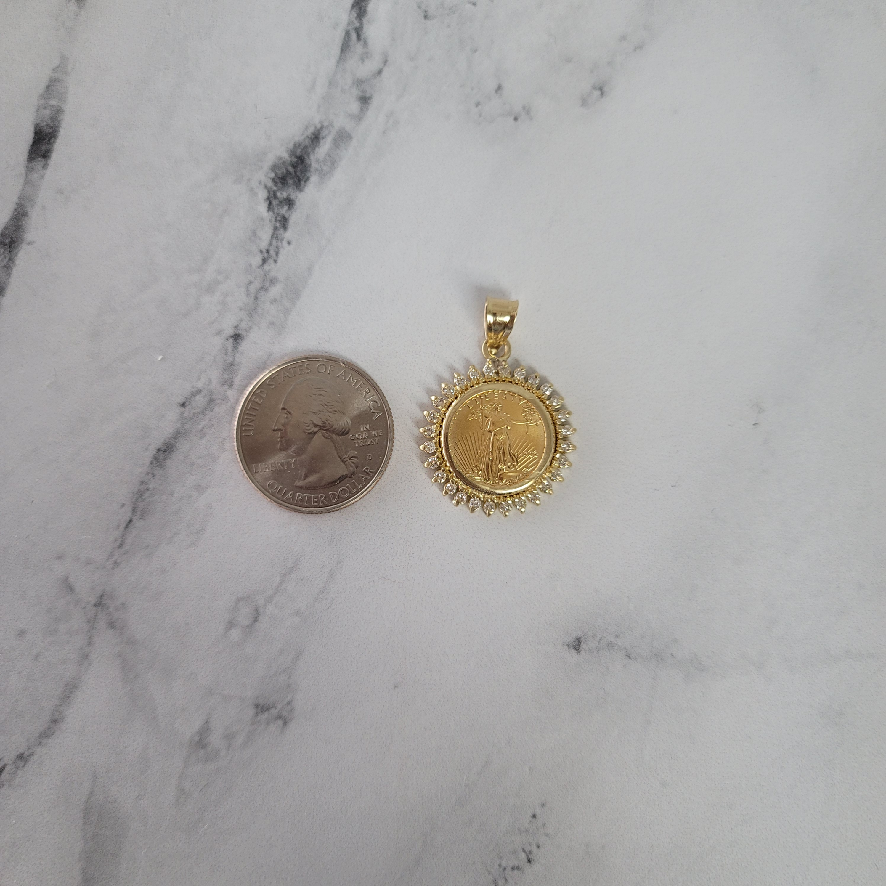 1/10OZ Fine Gold Lady Liberty Medallion with Diamond Halo - Perfect for Collectors, Gifts & Jewelry Making