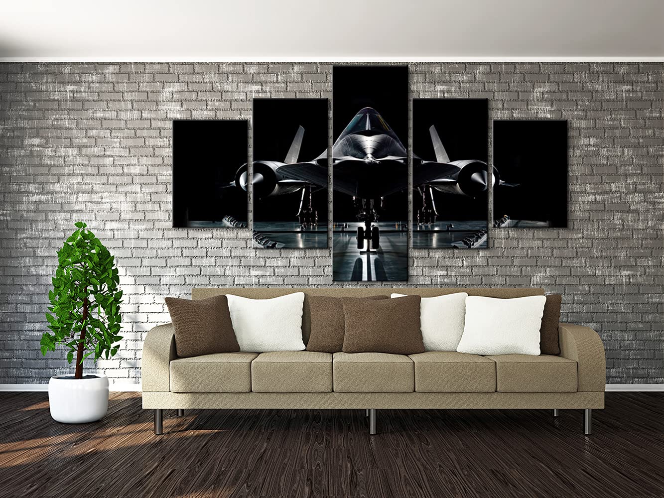 SR-71 Blackbird Aviation Wall Art - 5 Piece Strategic Reconnaissance Military Canvas Print Set (70''W x 40''H) - Perfect for Bedroom, Office & Man Cave Decor | Airplane Posters & Military Wall Decor