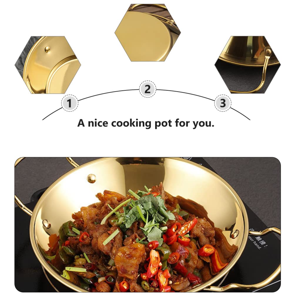 Hemoton Stainless Steel Griddle Pan - 12 Inch Nonstick Paella & Ramen Cooking Pot with Lid - Perfect for Eggs, Crepes, Korean Noodles & Camping - Durable Carbon Steel Flat Bottom Dry Pan for Outdoor & Home Kitchen Use