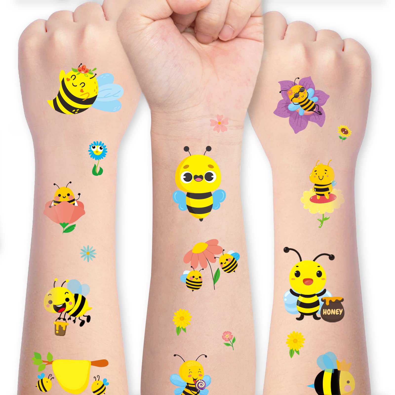 505 Cute Bumble Bee Temporary Tattoo Stickers - Waterproof Fake Tattoos for Kids Birthday Parties, Summer Festivals & Fairy Themed Events - Bulk Party Favors, Goodie Bag Fillers & DIY Craft Supplies